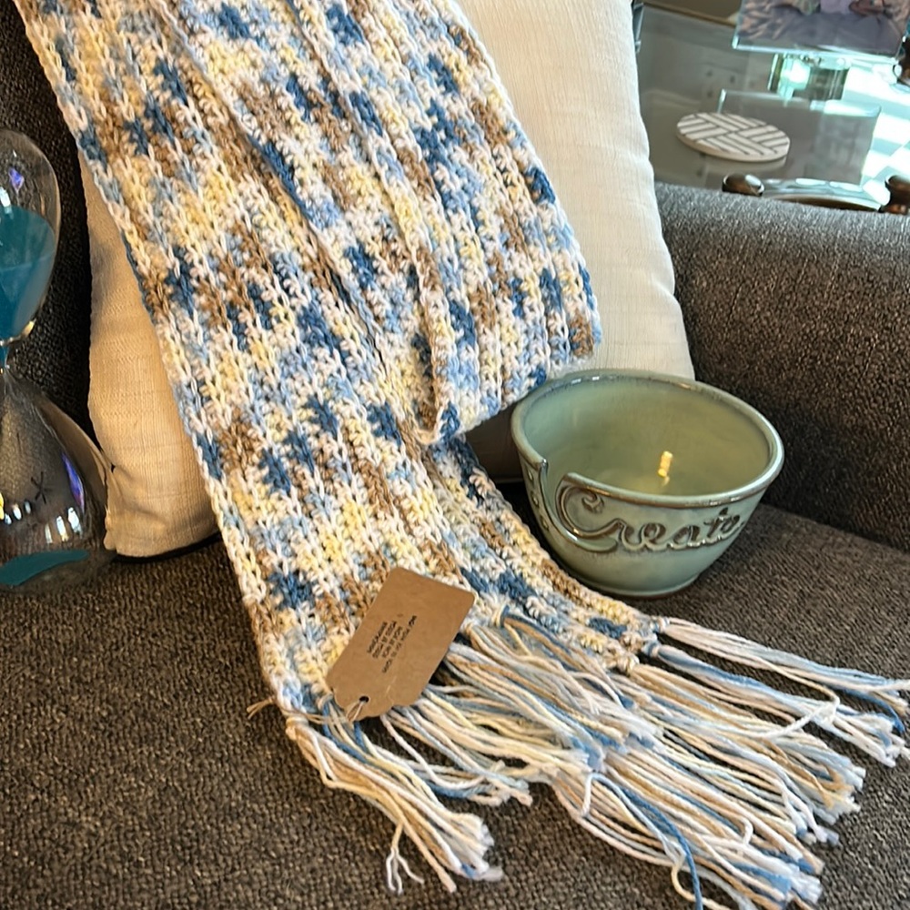 “Little Boy Blue” A gorgeous scarf lovingly made by hand in the USA!